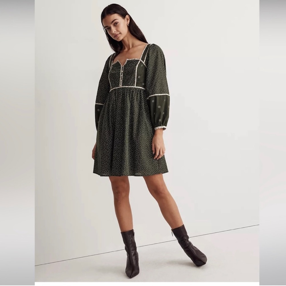 Madewell Floral Mix Square Neck Mini Dress